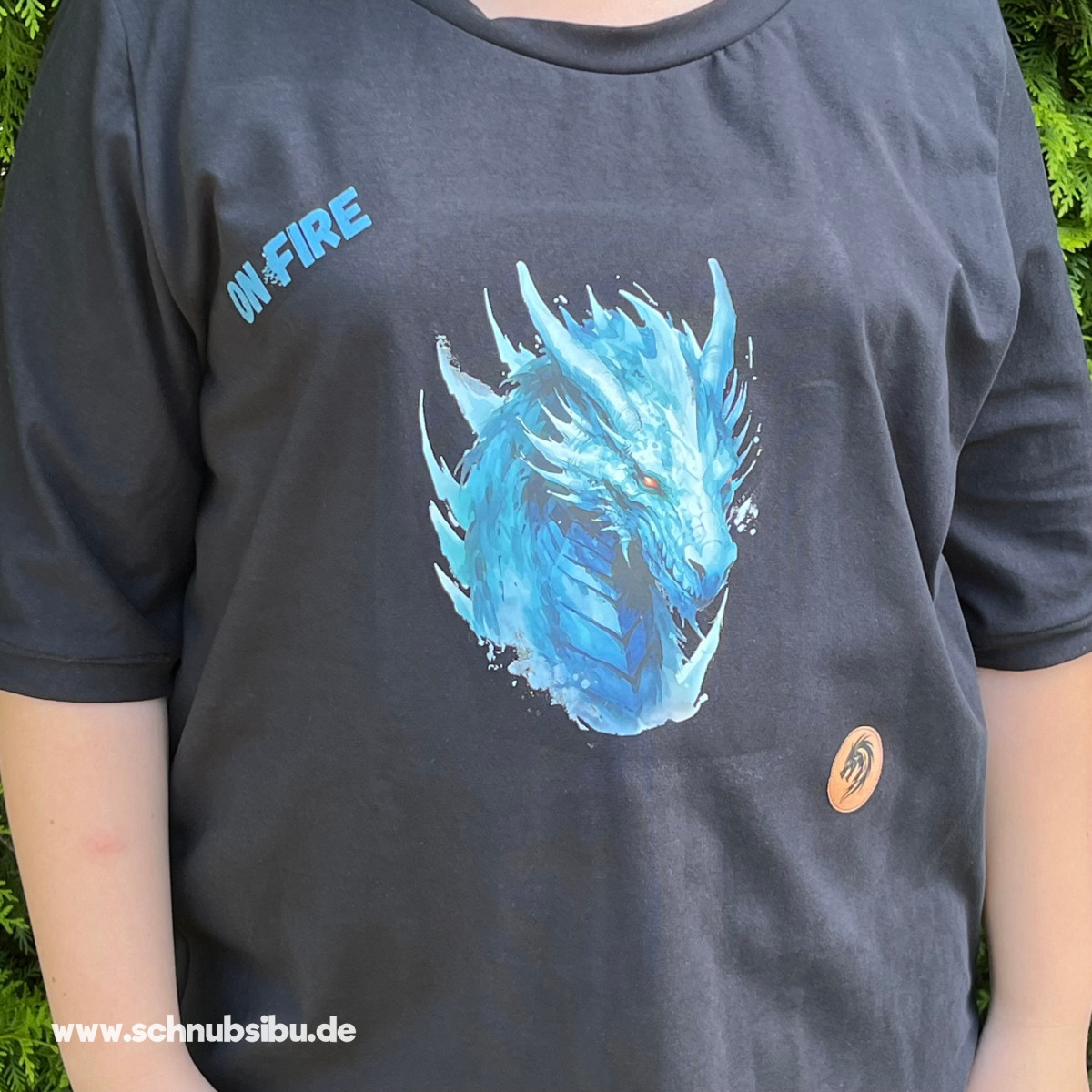 Bügelbild Drache blau